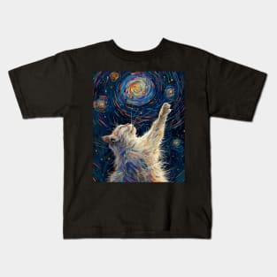 Cat Starry Night Sparkle Kids T-Shirt